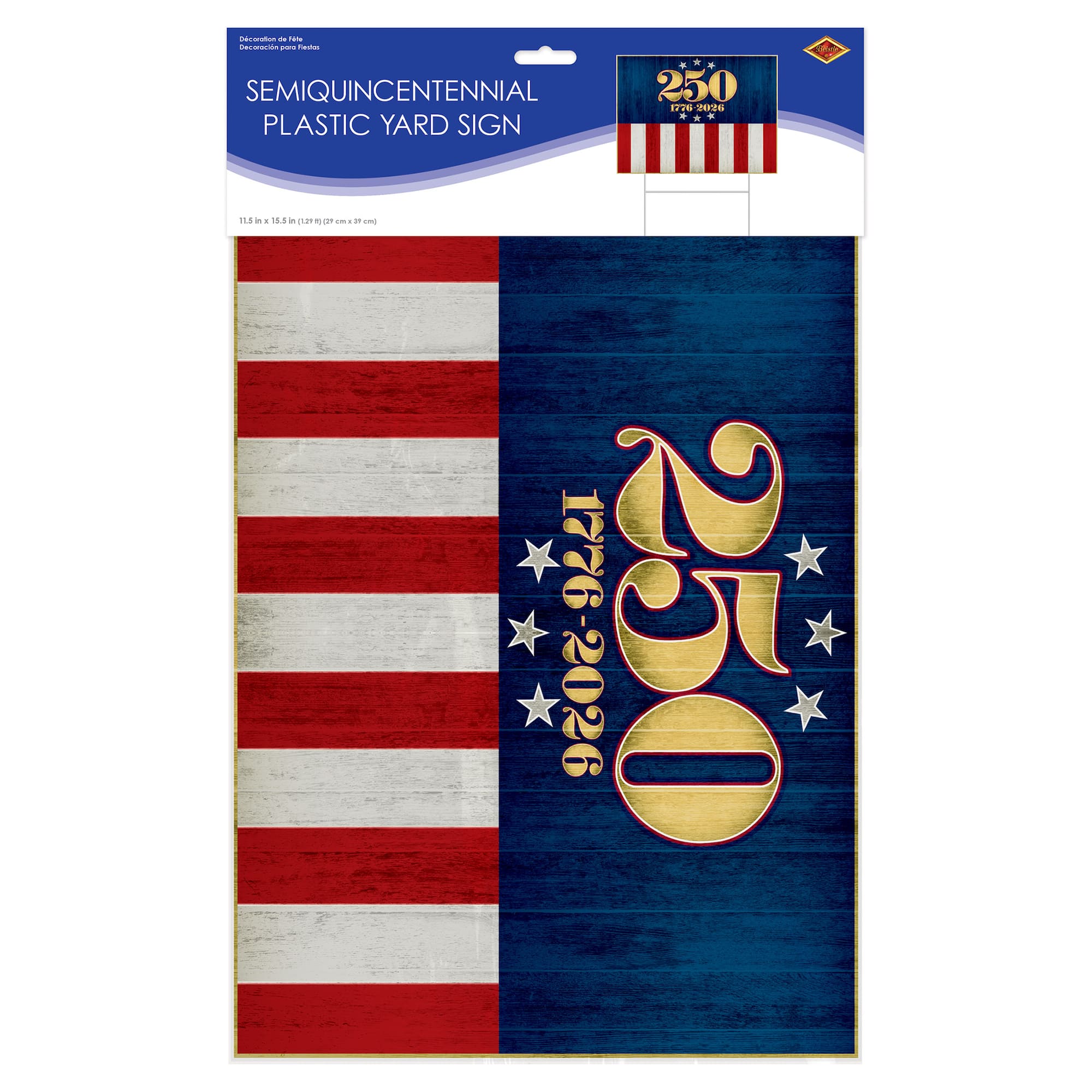 Beistle 11.5" x 15.5" Plastic Semiquincentennial Yard Sign